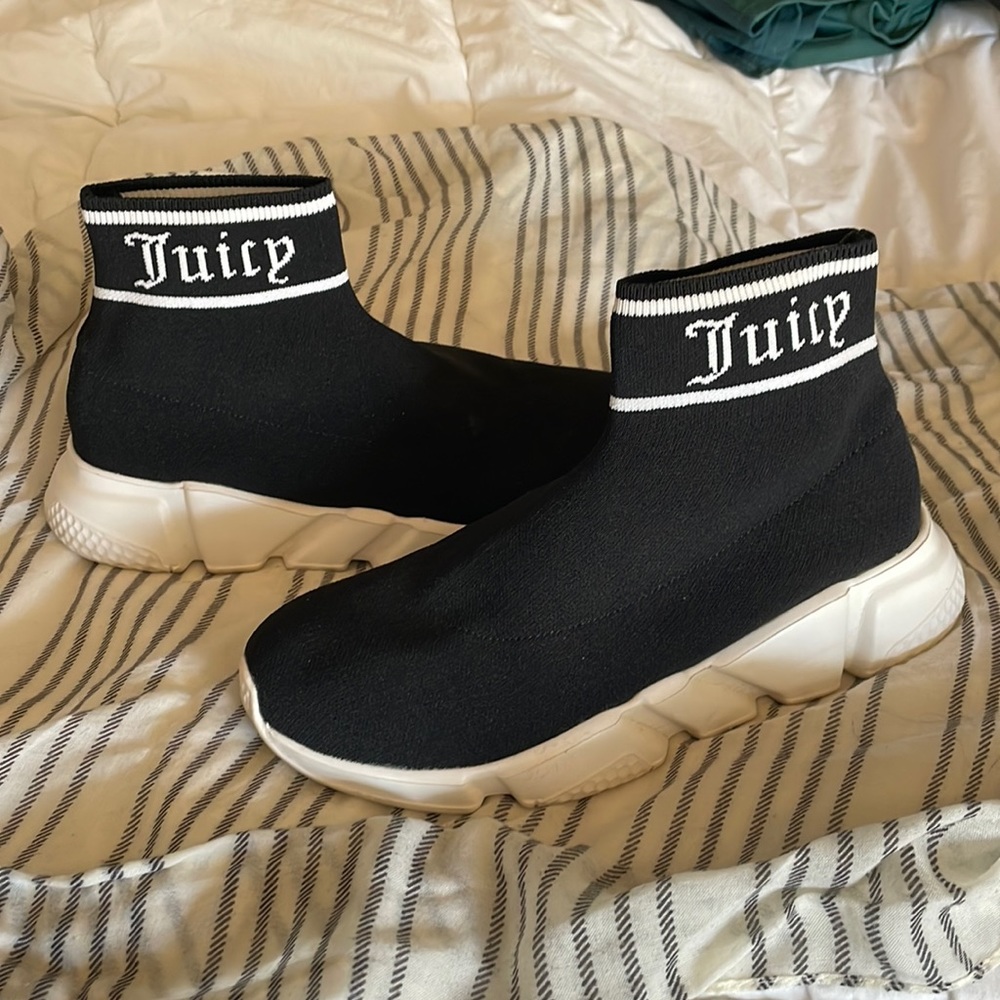 Juicy Couture Aleighty Ariella Black Sock Slide On Sneaker Shoes